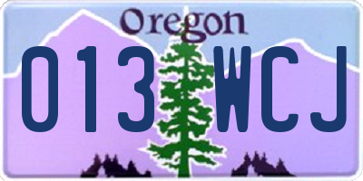 OR license plate 013WCJ