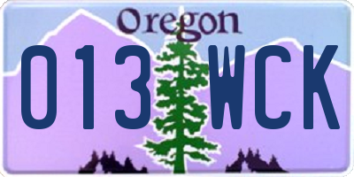 OR license plate 013WCK