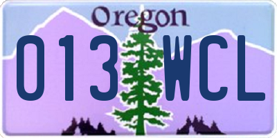 OR license plate 013WCL