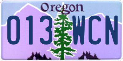 OR license plate 013WCN
