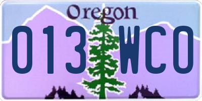 OR license plate 013WCO