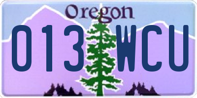 OR license plate 013WCU