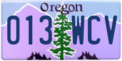 OR license plate 013WCV