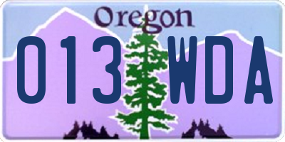 OR license plate 013WDA