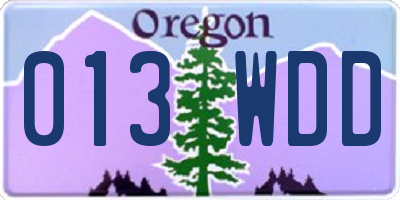 OR license plate 013WDD