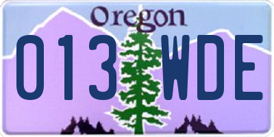 OR license plate 013WDE