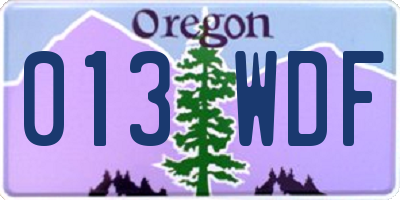 OR license plate 013WDF