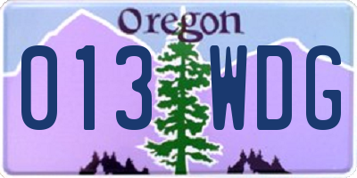 OR license plate 013WDG