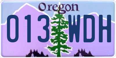 OR license plate 013WDH