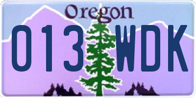 OR license plate 013WDK