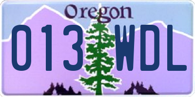OR license plate 013WDL