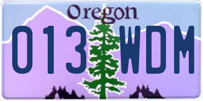 OR license plate 013WDM
