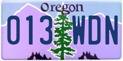OR license plate 013WDN