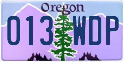 OR license plate 013WDP