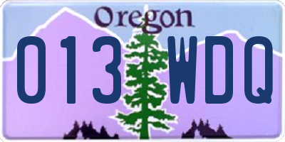OR license plate 013WDQ