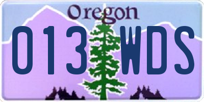 OR license plate 013WDS
