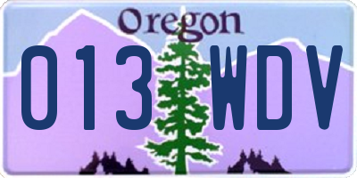 OR license plate 013WDV