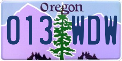OR license plate 013WDW