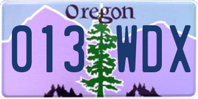 OR license plate 013WDX