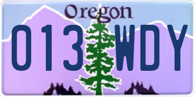 OR license plate 013WDY