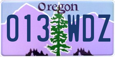 OR license plate 013WDZ