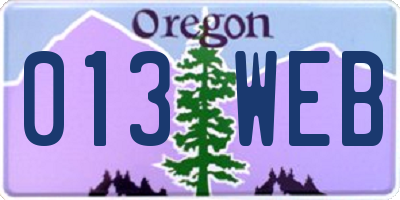 OR license plate 013WEB