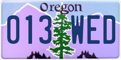 OR license plate 013WED