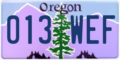 OR license plate 013WEF