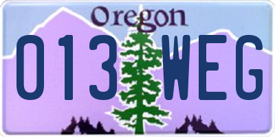 OR license plate 013WEG