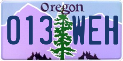 OR license plate 013WEH