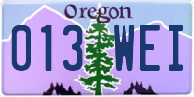 OR license plate 013WEI