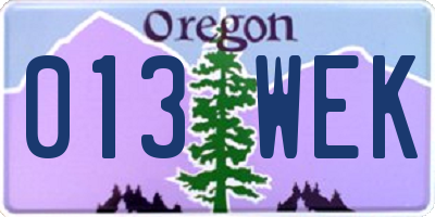 OR license plate 013WEK