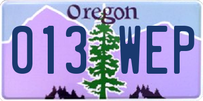 OR license plate 013WEP