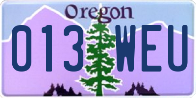 OR license plate 013WEU