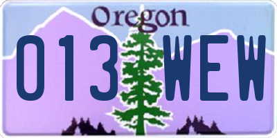 OR license plate 013WEW