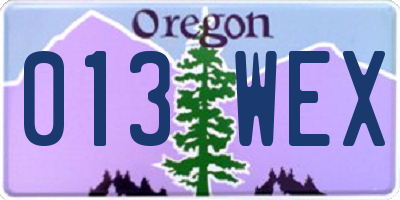 OR license plate 013WEX