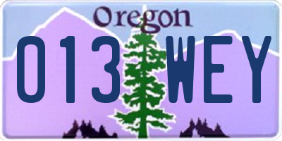 OR license plate 013WEY