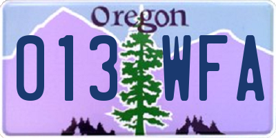 OR license plate 013WFA