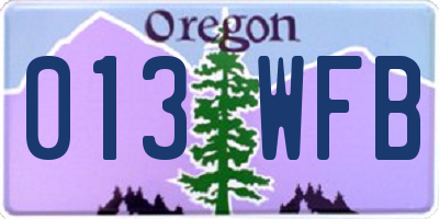 OR license plate 013WFB