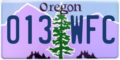 OR license plate 013WFC