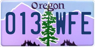 OR license plate 013WFE