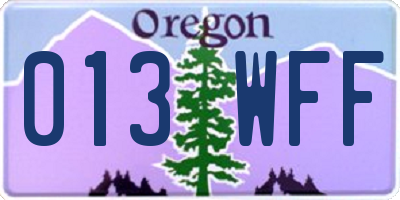 OR license plate 013WFF
