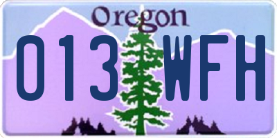 OR license plate 013WFH