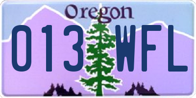 OR license plate 013WFL
