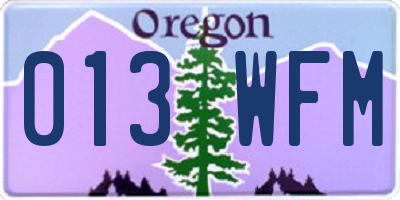 OR license plate 013WFM