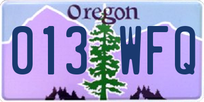OR license plate 013WFQ
