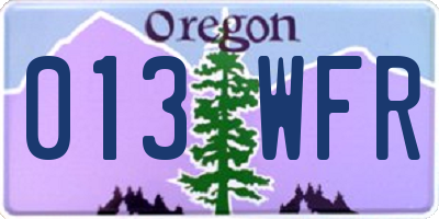 OR license plate 013WFR