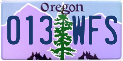 OR license plate 013WFS