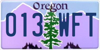 OR license plate 013WFT