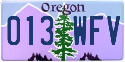 OR license plate 013WFV